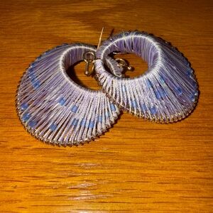 Chic Lavender and Sky Blue Threaded Earrings